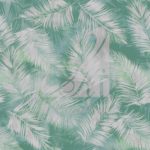 Light, printed linen fabric with light Green leaves